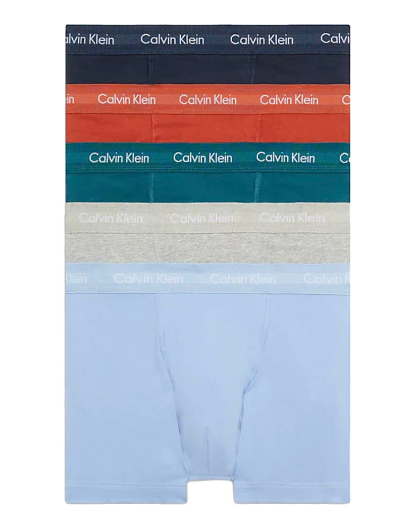 Atlantic Deep/Cinnabar/Grey Heather/Bel Air Blue/Blueberry waistband Front Calvin Klein 5-Pack Cotton Classics Trunk NB1897