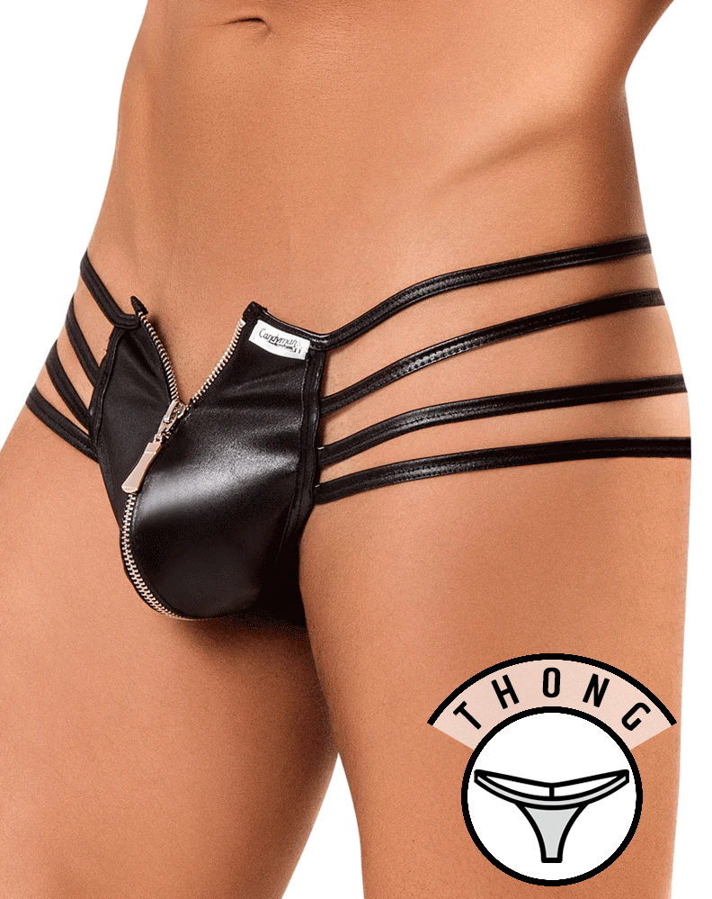Candyman 99140 Zipped Up Thong Black