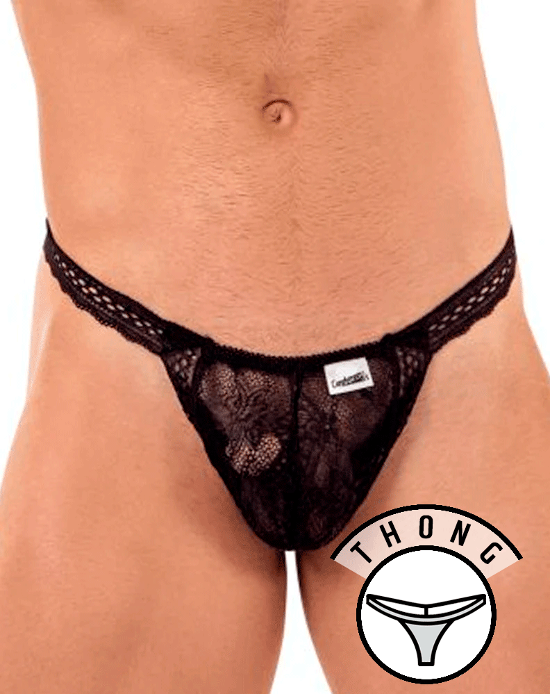 Candyman 99420 Double Lace Thongs Black