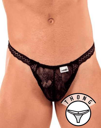 Candyman 99420 Double Lace Thongs Black