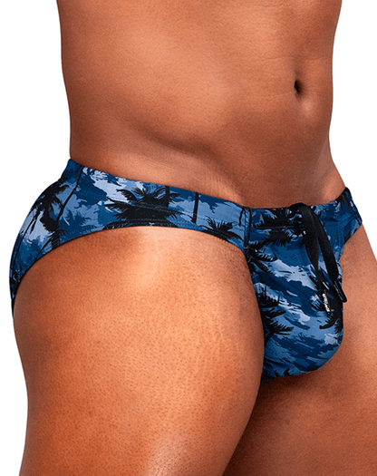 Ergowear Ew1824 Midnight Tropics Men's High-performance Swim Bikini Dark Blue-palms