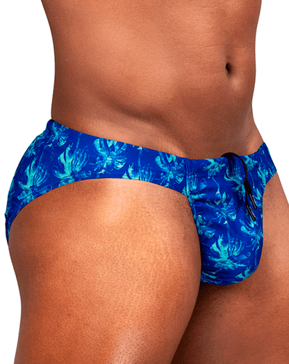 Ergowear Ew1826 Vibrant Blue Abstract Floral Men's Swim Bikini Royal Blue-palms