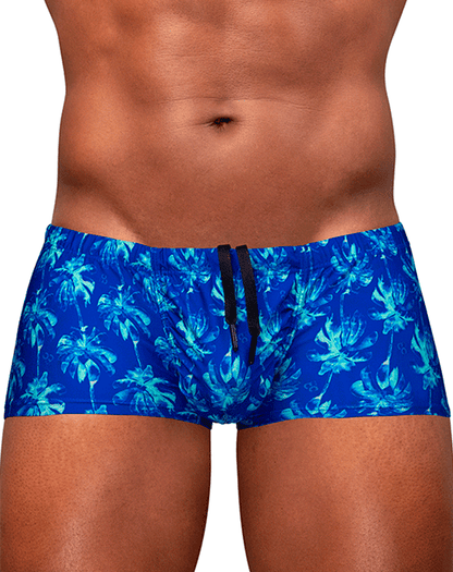 Ergowear Ew1827 Electric Blue Palm 4-way Stretch Swim Trunks Royal Blue-palms