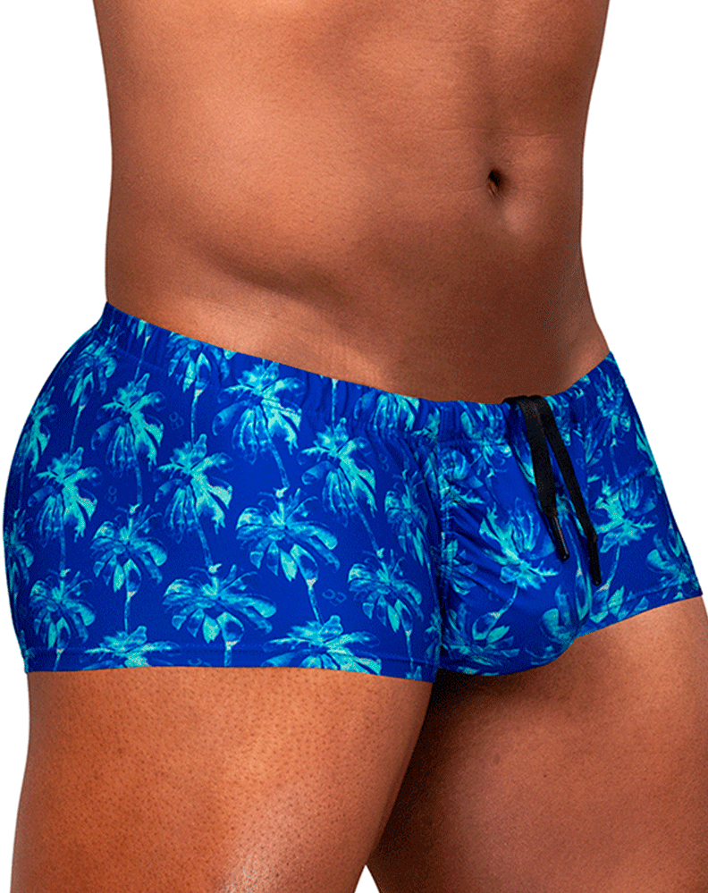 Ergowear Ew1827 Electric Blue Palm 4-way Stretch Swim Trunks Royal Blue-palms