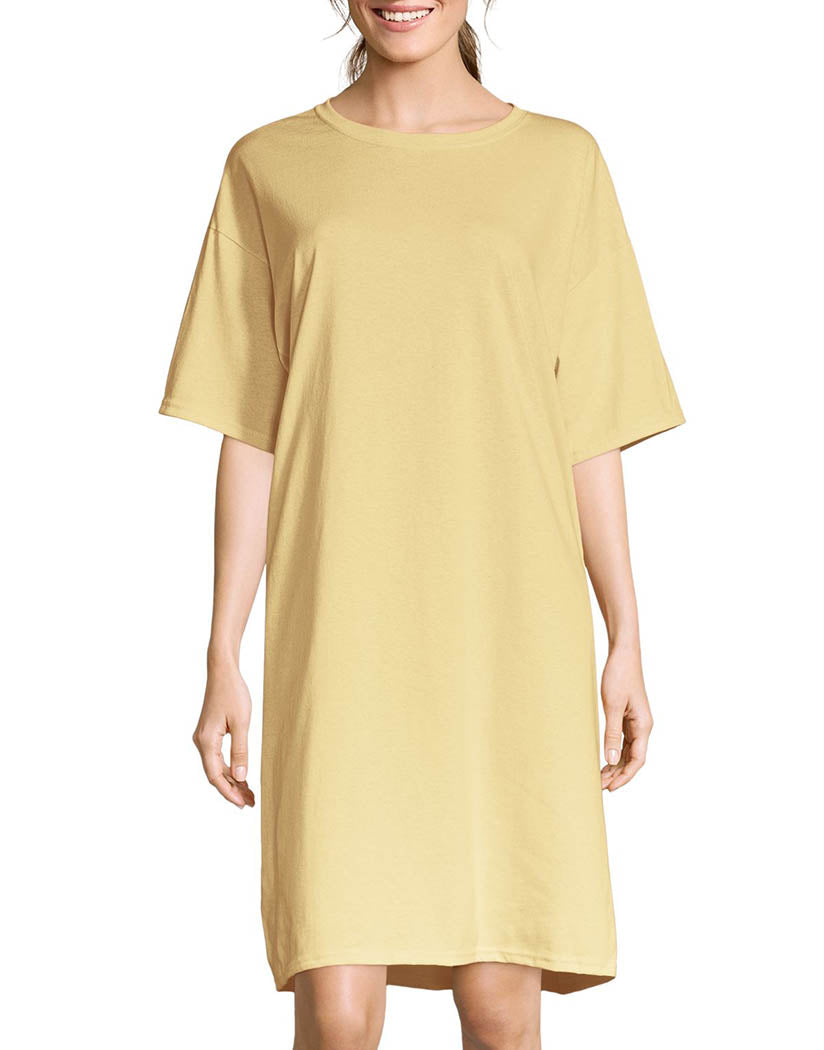 Daffodil Yellow Front Hanes Essentials Women T-Shirt Cotton Dress 5660