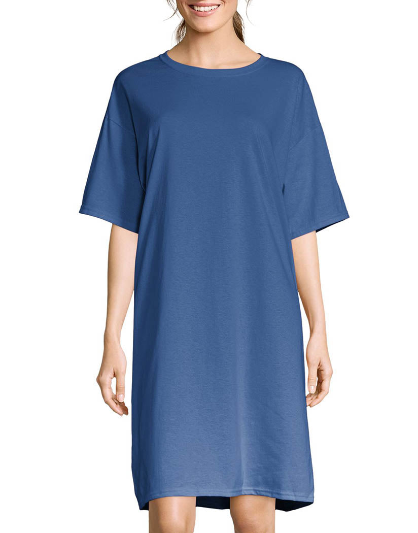 Denim Blue Front Hanes Essentials Women T-Shirt Cotton Dress 5660