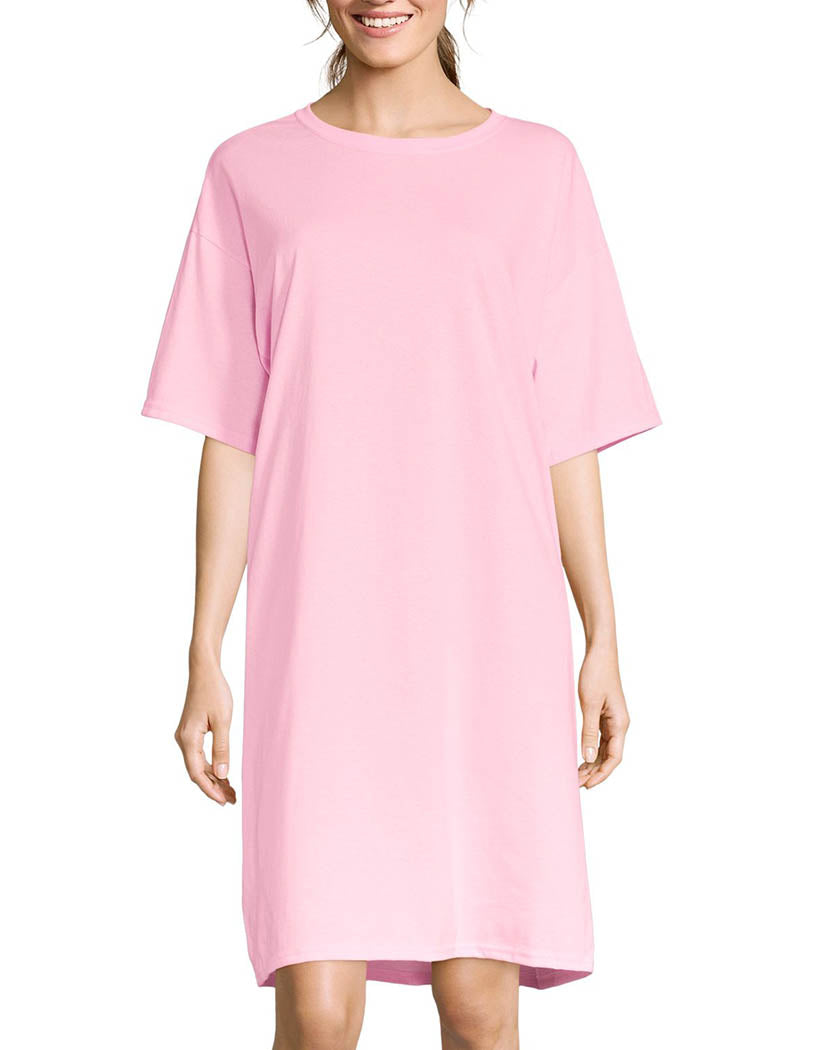 Pale Pink Front Hanes Essentials Women T-Shirt Cotton Dress 5660