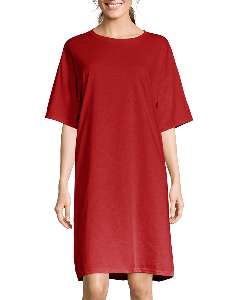 Red Front Hanes Essentials Women T-Shirt Cotton Dress 5660