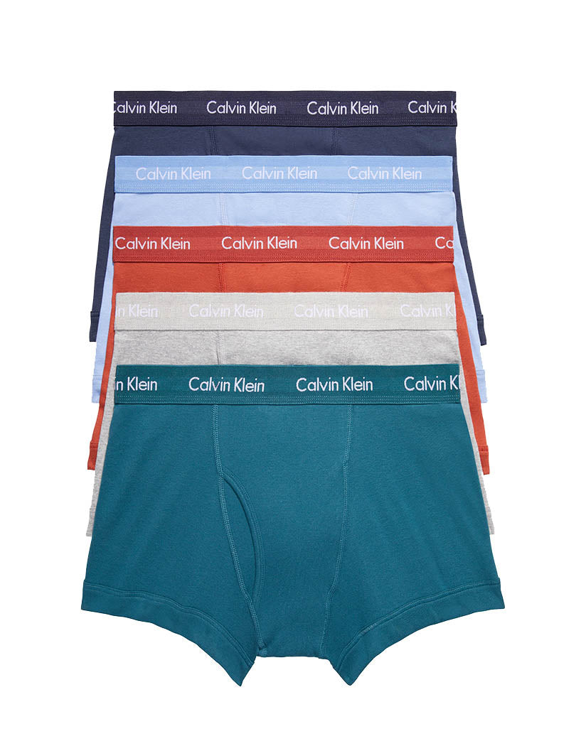  Atlantic Deep/Cinnabar/Grey Heather/Bel Air Blue/Blueberry waistband Front Calvin Klein 5-Pack Cotton Classics Trunk NB1897