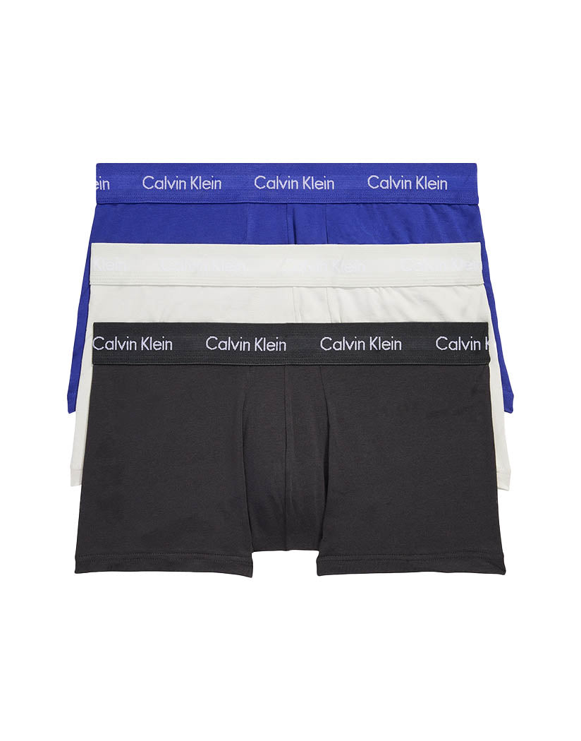 Phantom/Spectrum Blum/Vaporous Gray Front Calvin Klein Cotton Stretch Wicking 3-Pack Trunk Low Rise NB2614