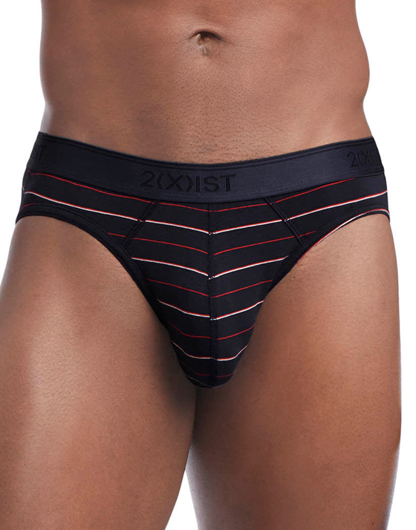 Watercolor Tile/Navy Blazer/Bittersweet/Yd Stripe Front 2xist Cotton Stretch No-Show Briefs 4-Pack 31021420