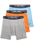 Andover Heather/ Resort Orange with Heritage Royal/Sutton Blue Flat Polo Ralph Lauren 3-Pack Classic Fit Boxer Brief With Wicking NCBBP3