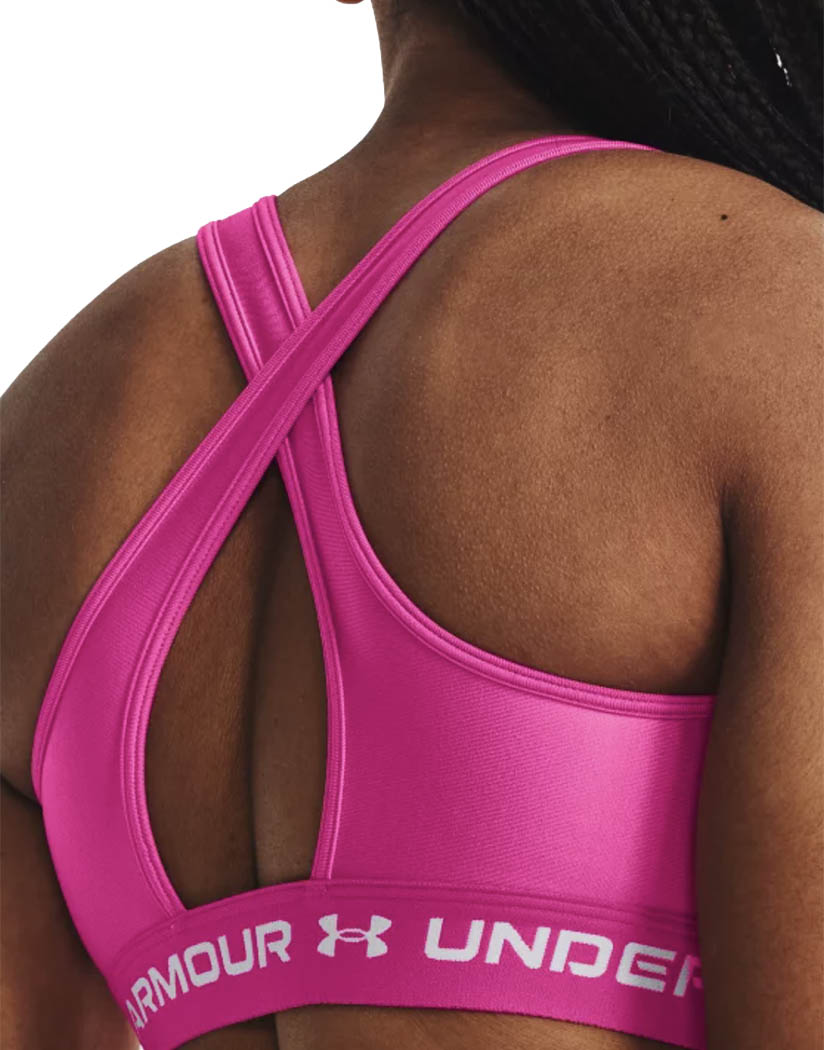 Rebel Pink/White Back Under Armour Women's Armour® Mid Crossback Sports Bra 1361034