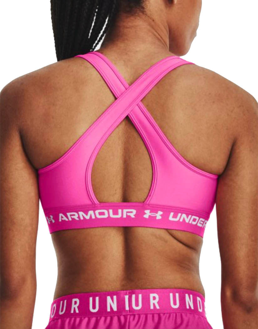 NEW Under Armour Women UA Crossback Strappy Mid Sports Bra Pink