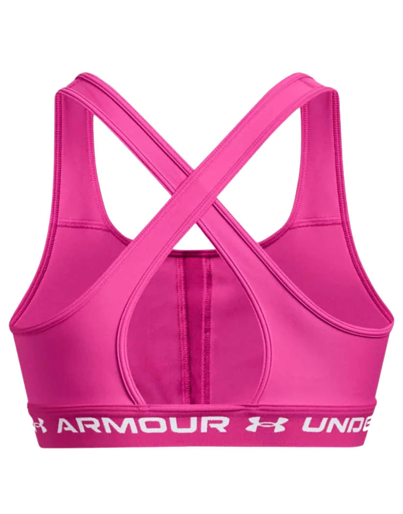 Rebel Pink/White Back Under Armour Women's Armour® Mid Crossback Sports Bra 1361034