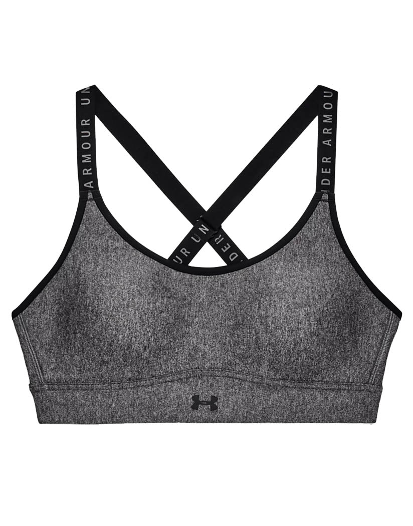 Charcoal Light Heather/Black/Black Front Under Armour Women's UA Infinity Mid Heather Cover Sports Bra 1362948