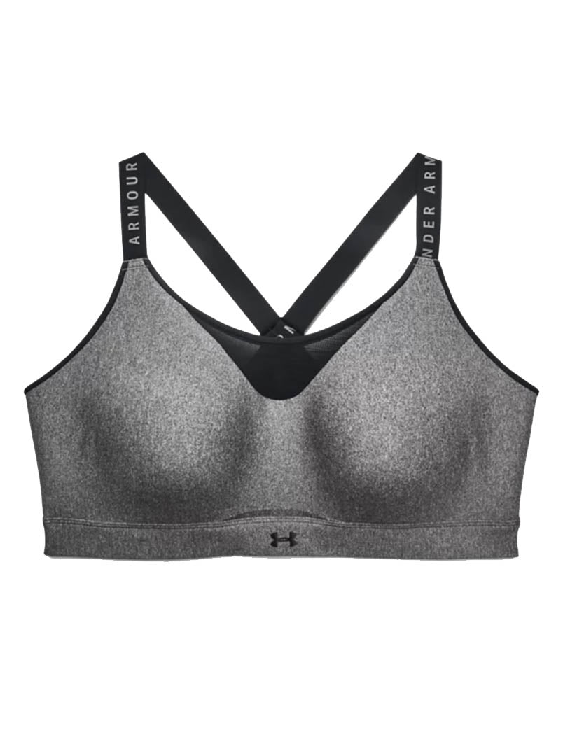 Charcoal Light Heather/Black/Jet Gray Front Under Armour Women's Infinity High Heather Sports Bra 1364943