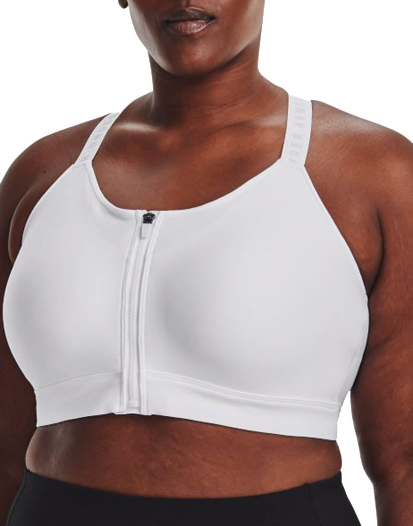White/Halo Gray Front Under Armour Women's Infinity High Zip Sports Bra 1374378