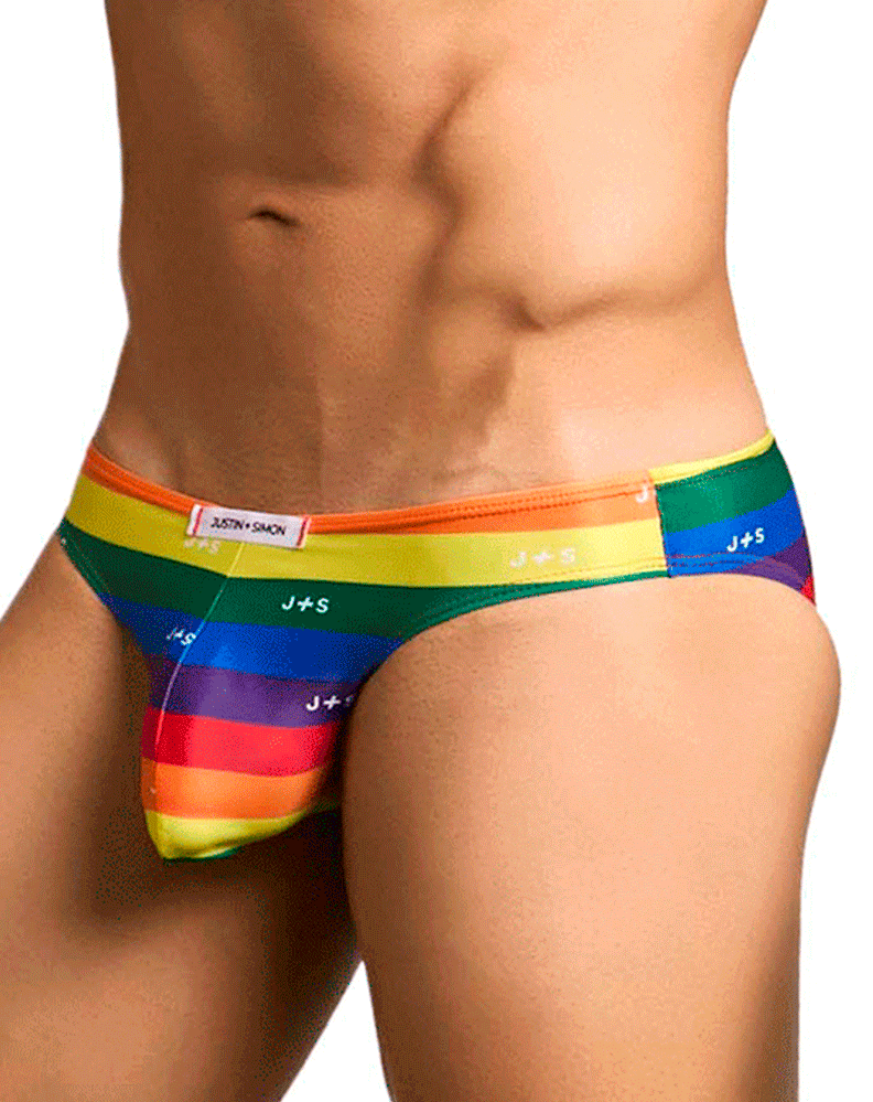 Bikini soyeux classique Justin+Simon XSJ01, drapeau de la fierté
