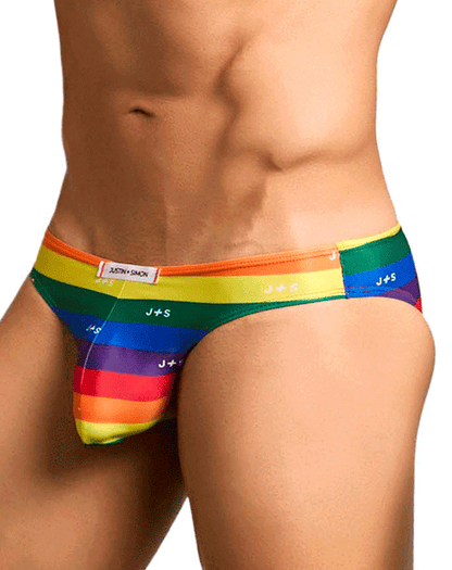Bikini soyeux classique Justin+Simon XSJ01, drapeau de la fierté