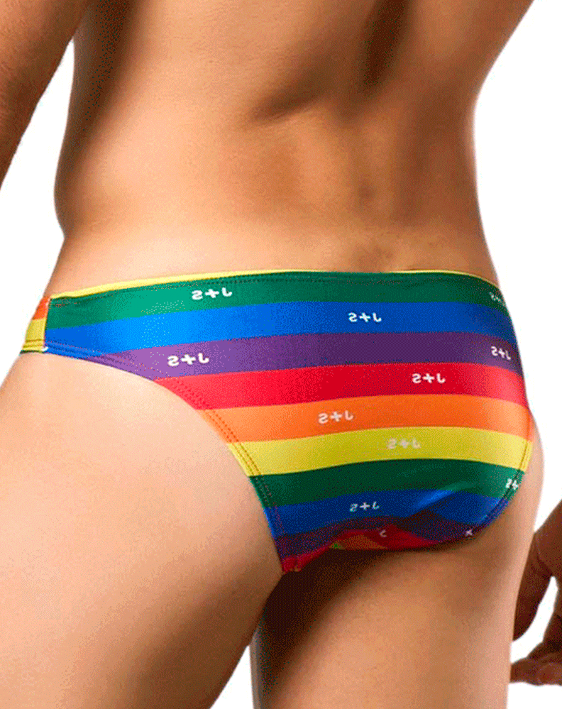 Bikini soyeux classique Justin+Simon XSJ01, drapeau de la fierté