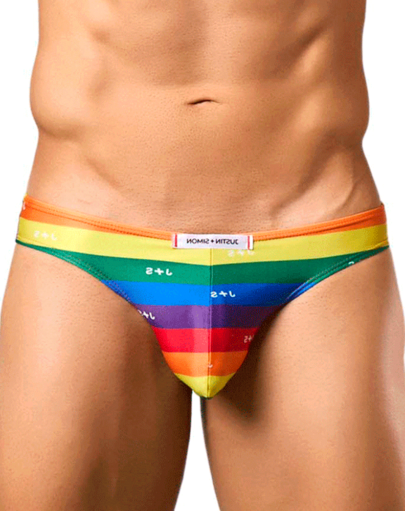 Bikini soyeux classique Justin+Simon XSJ01, drapeau de la fierté