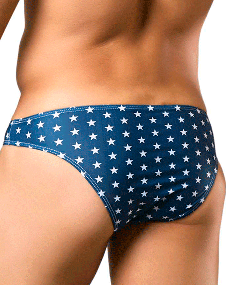 Justin+Simon XSJ01 Klassischer seidiger Bikini mit USA-Flagge