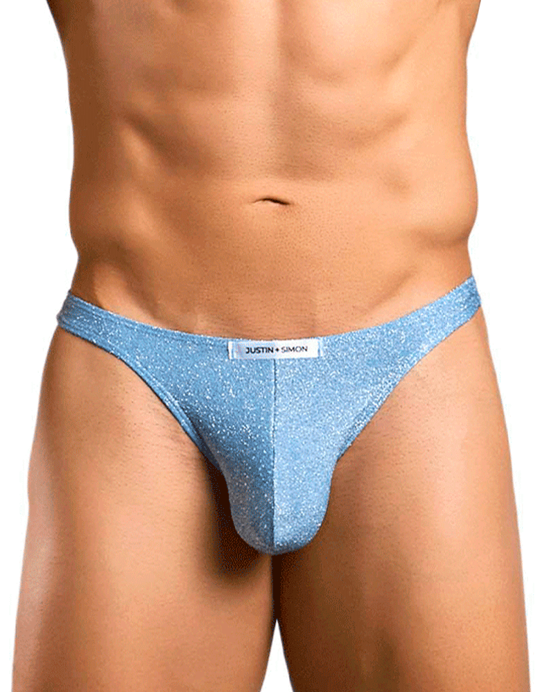 Justin+simon Xsj03 Silky Sexy Thongs Lurex Blue