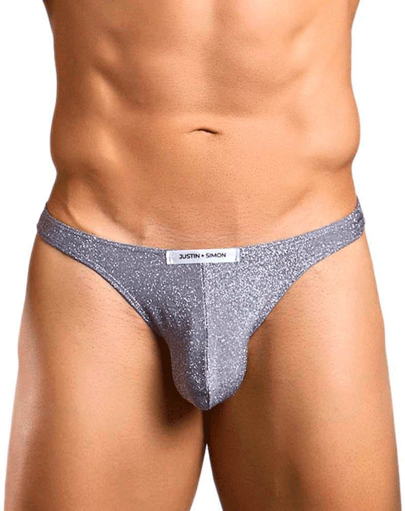 Justin+simon Xsj03 Silky Sexy Thongs Lurex Gray