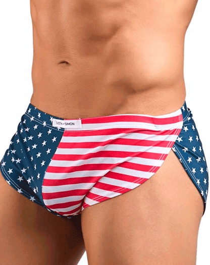 Justin+simon Xsj09 Running Shorts Usa Flag