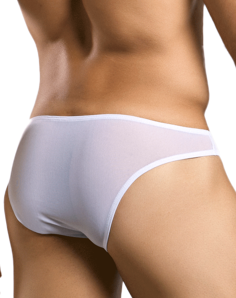 Justin+Simon XSJ01 Klassischer seidiger Bikini aus weißem Netz