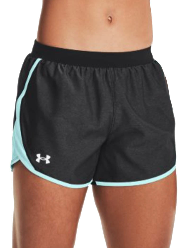 Black Full Heather/Breeze/Reflective front Under Armour Women Fly By 2.0 Short 1350196