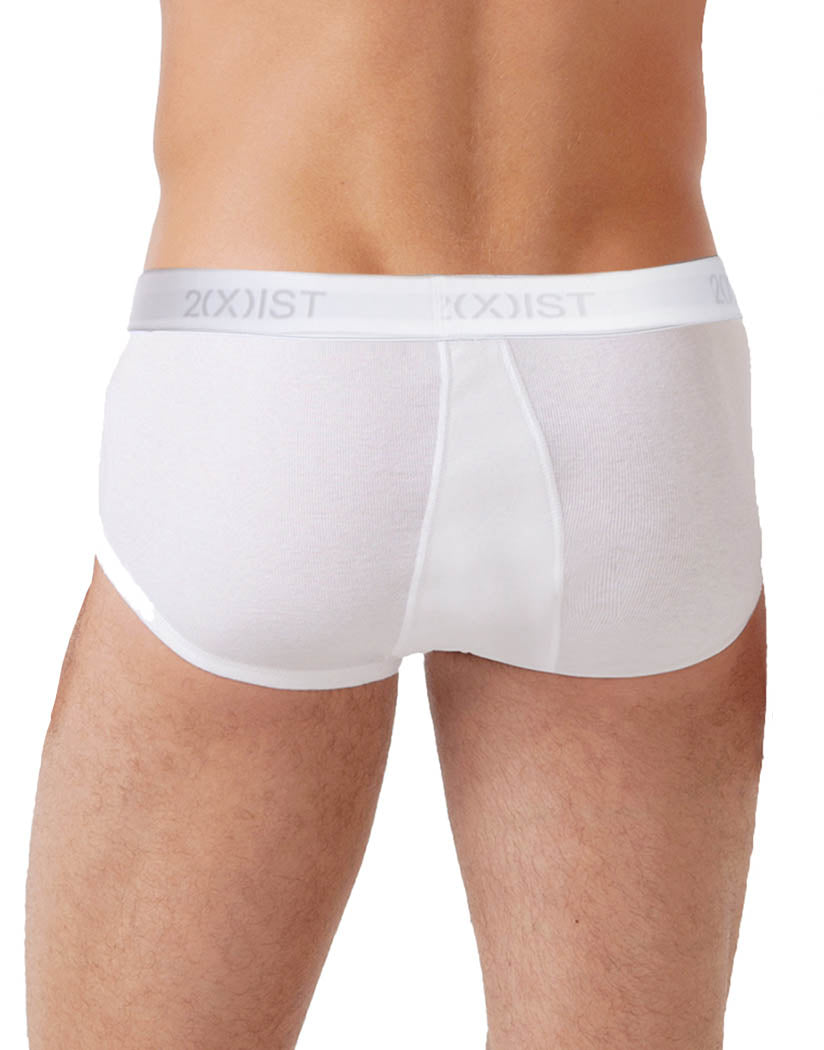 White Back 2xist Men's 3-Pack Essential Core Fly-Front Brief 020039