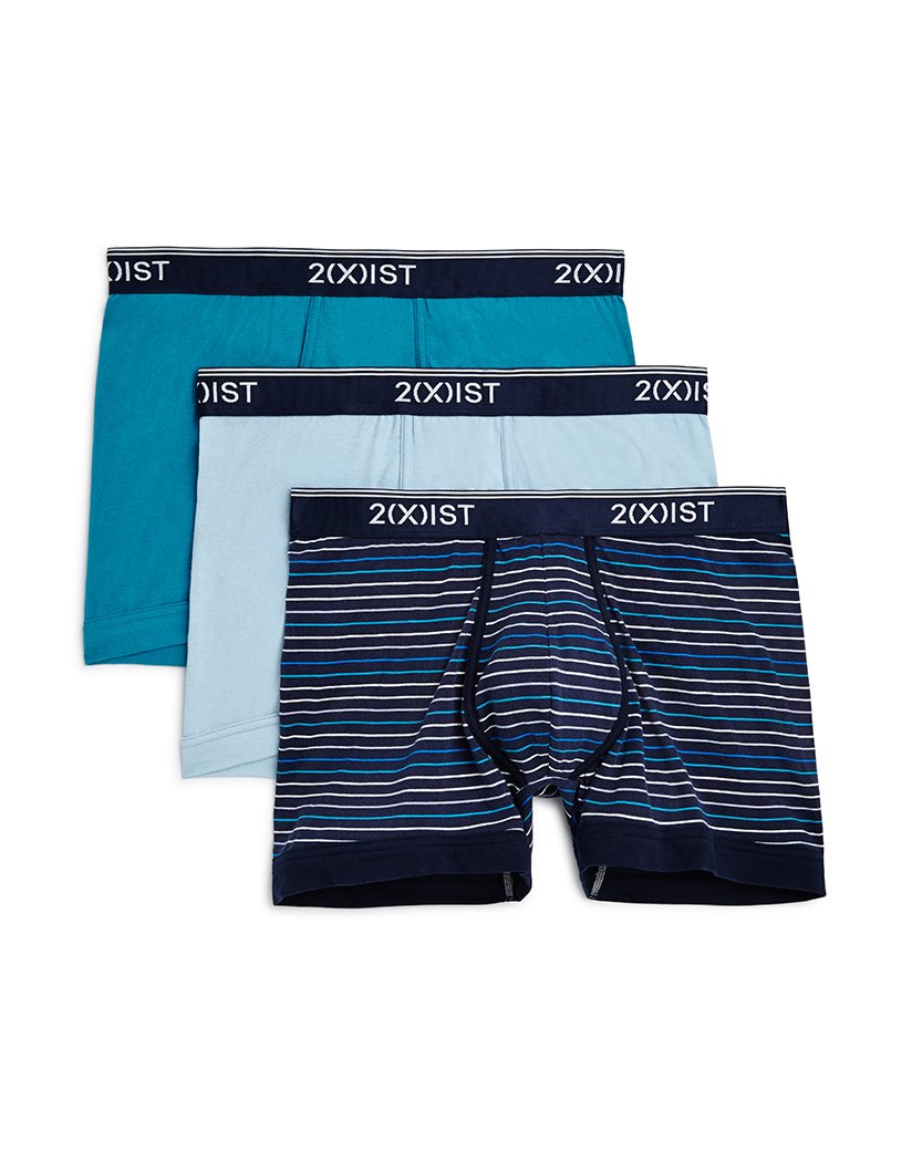 Thin Stripe-Navy/Caribbean Sea/Dream Blue Front 2xist 3-Pack Stretch Boxer Brief 021304