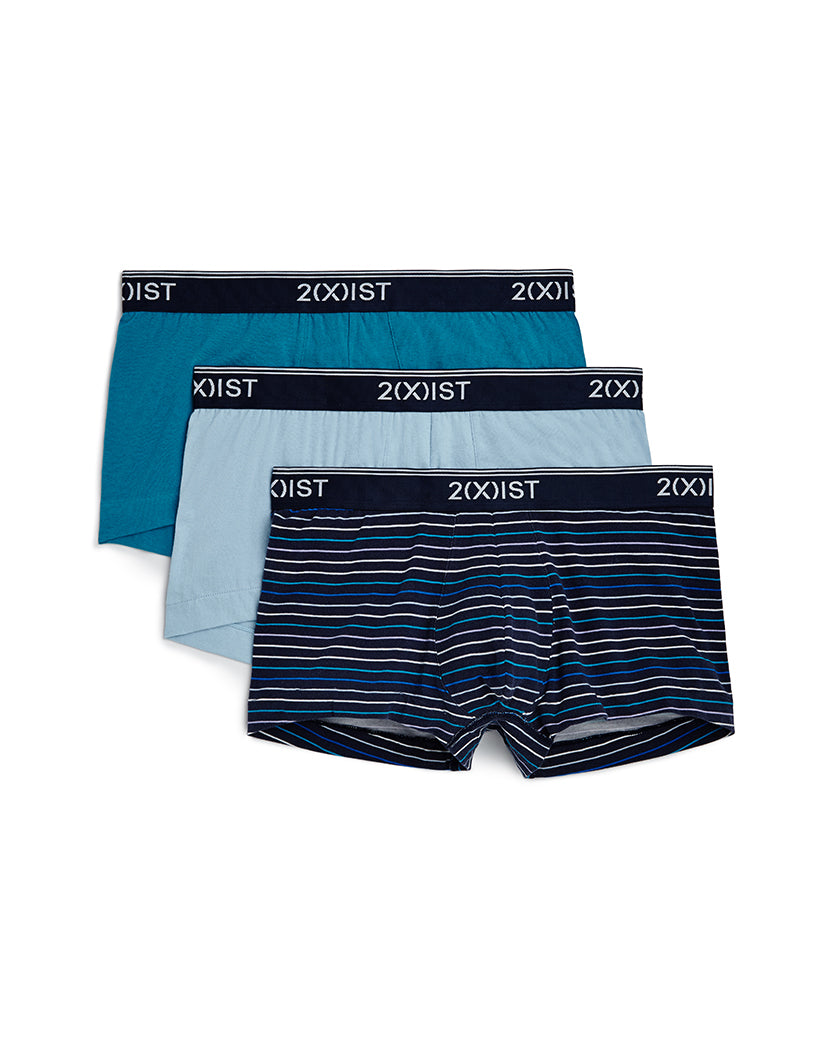 Thin Stripe-Navy/Caribbean Sea/Dream Blue Front 2xist 3-Pack Stretch No-Show Trunk 021333