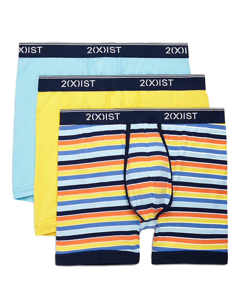 Beach Stripe- Multi/ Blue Topaz/ Maize Flat 2xist Men's Stretch Boxer Brief 3-Pack 021366