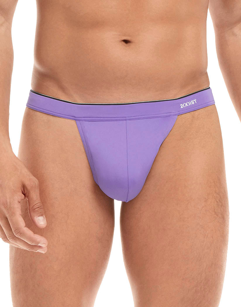 Lavender Purple Front 2xist Men's Sliq Micro Y-Back Thong 042302