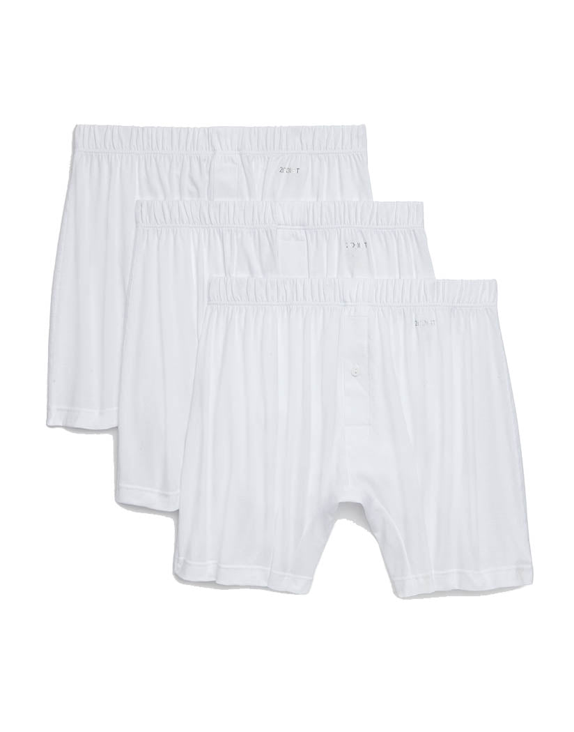 White Flat 2xist 3-Pack Pima Cotton Knit Boxer Short 050107