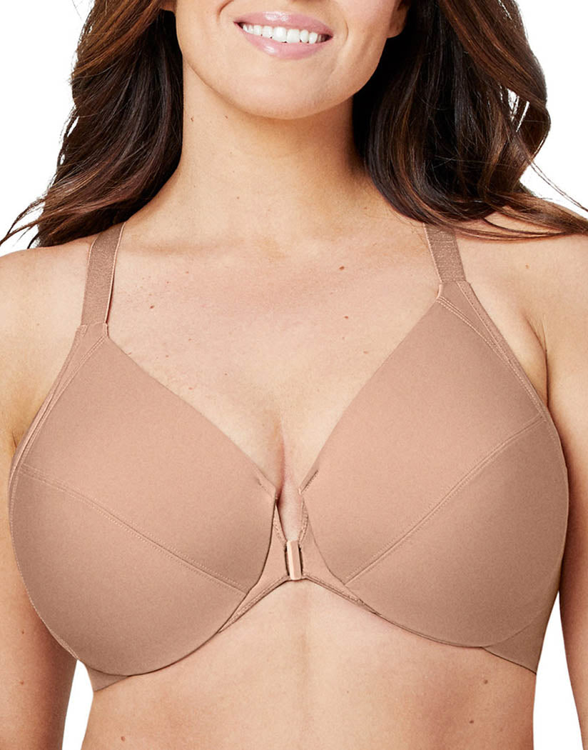 Cappuccino Front Glamorise Wonder Wire Front Close Smoothing Underwire Bra 1247
