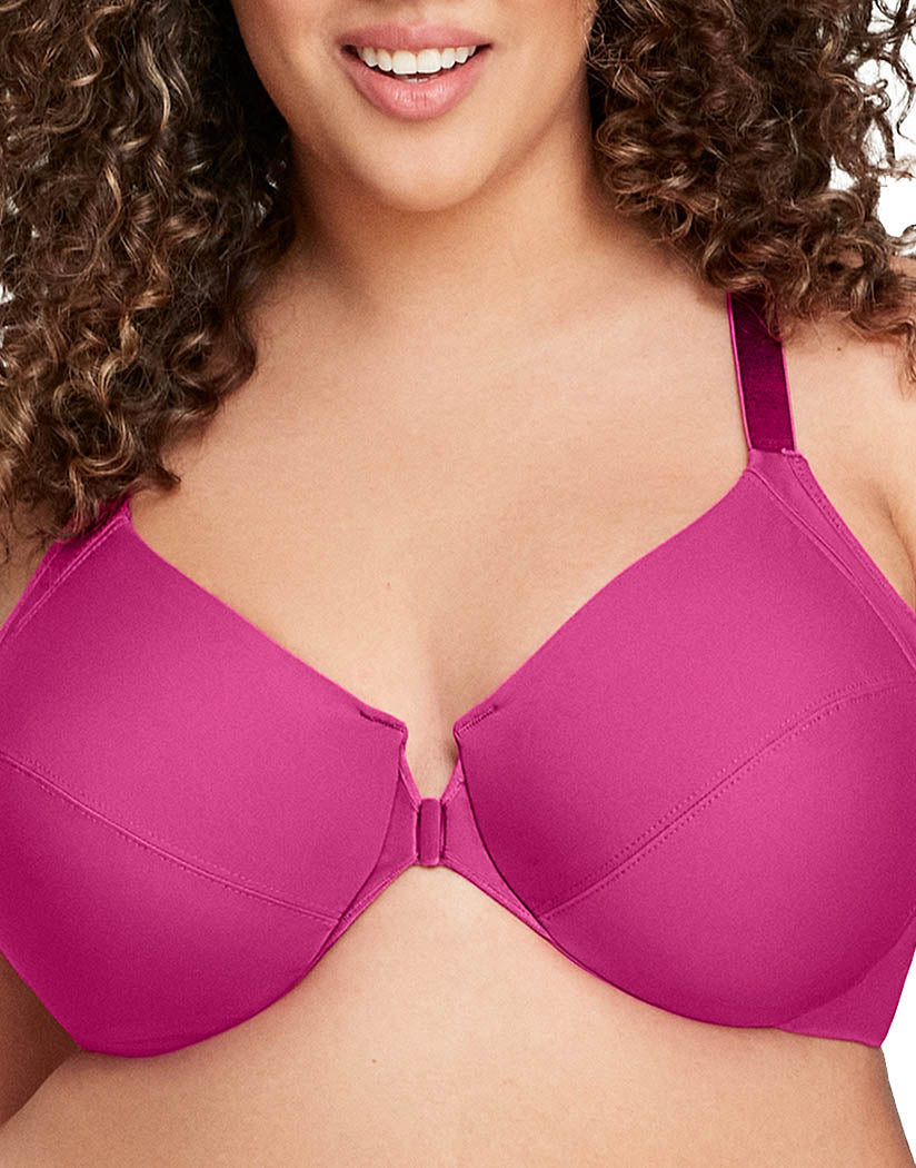Berry Front Glamorise Wonder Wire Smoothing Underwire Front Close Bra 1247