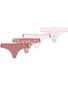Stardust Pink.Rush Red/Beta Tint front Under Armour Women Pure Stretch Printed Thong 3 Pack 1325617