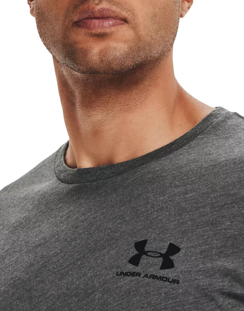 Charcoal Medium Heather/ Black Front Under Armour Sport Style Knit Short Sleeve T-Shirt 1326799