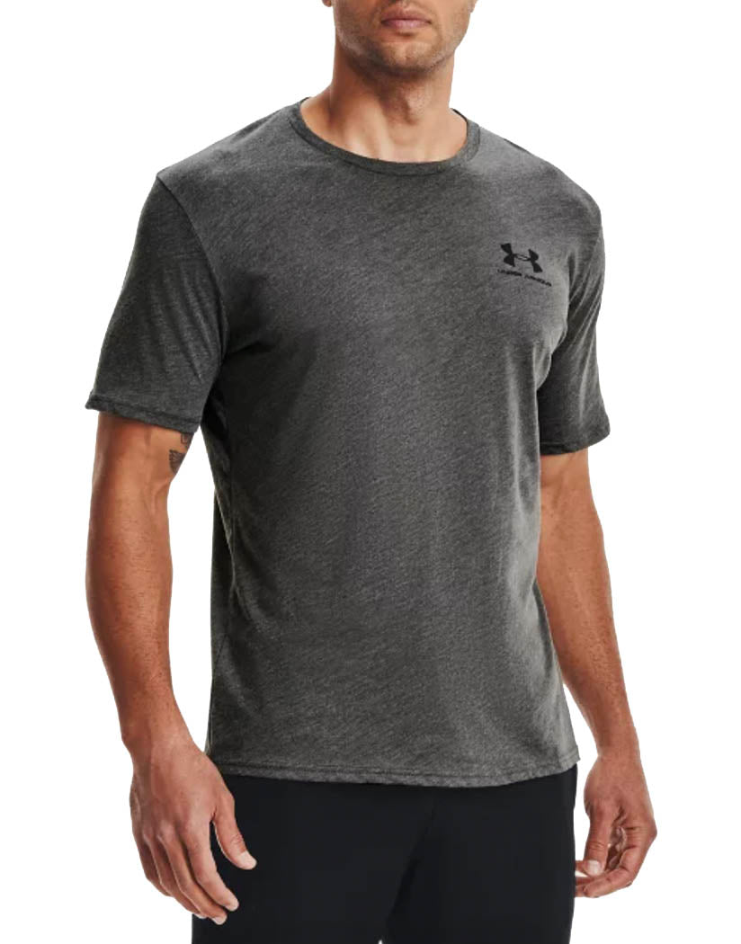 Charcoal Medium Heather/ Black Front Under Armour Sport Style Knit Short Sleeve T-Shirt 1326799
