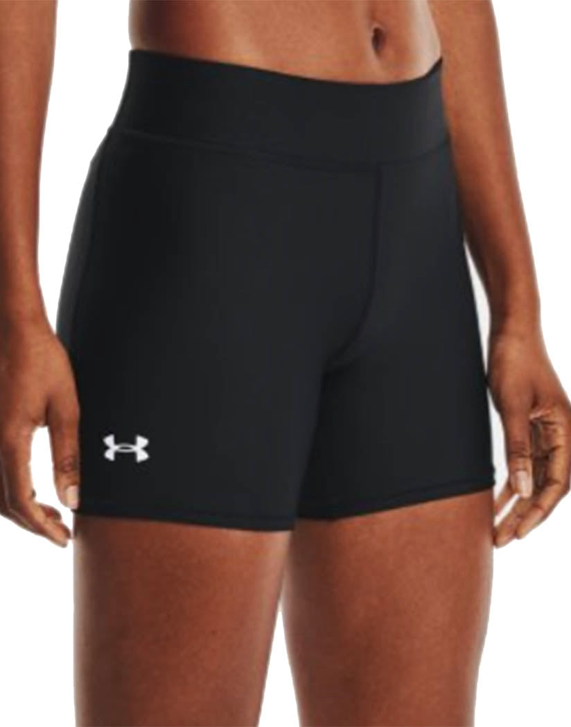 black/white front Under Armour Women HeatGear Mid Rise Middy 1360938