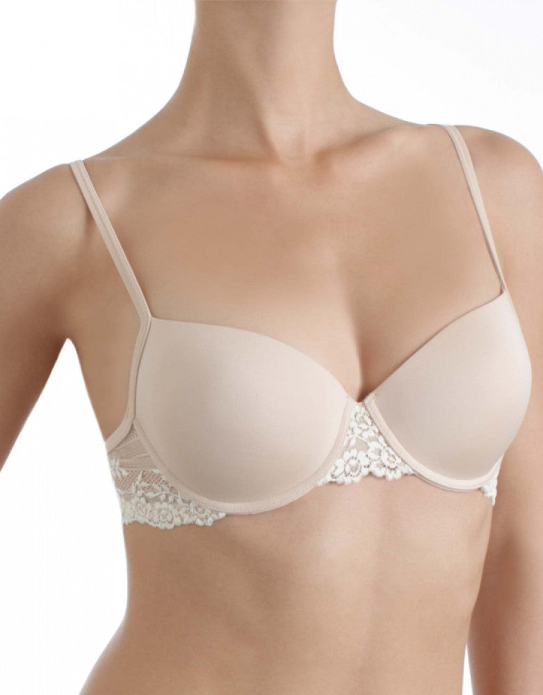 Naturally Nude Front Wacoal Petite Embrace Lace Push-Up Underwire Bra