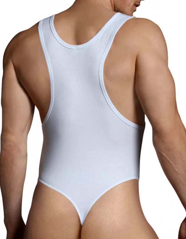 Men's Deep U Neck Thong Bodysuit Sleeveless Racerback High Cut