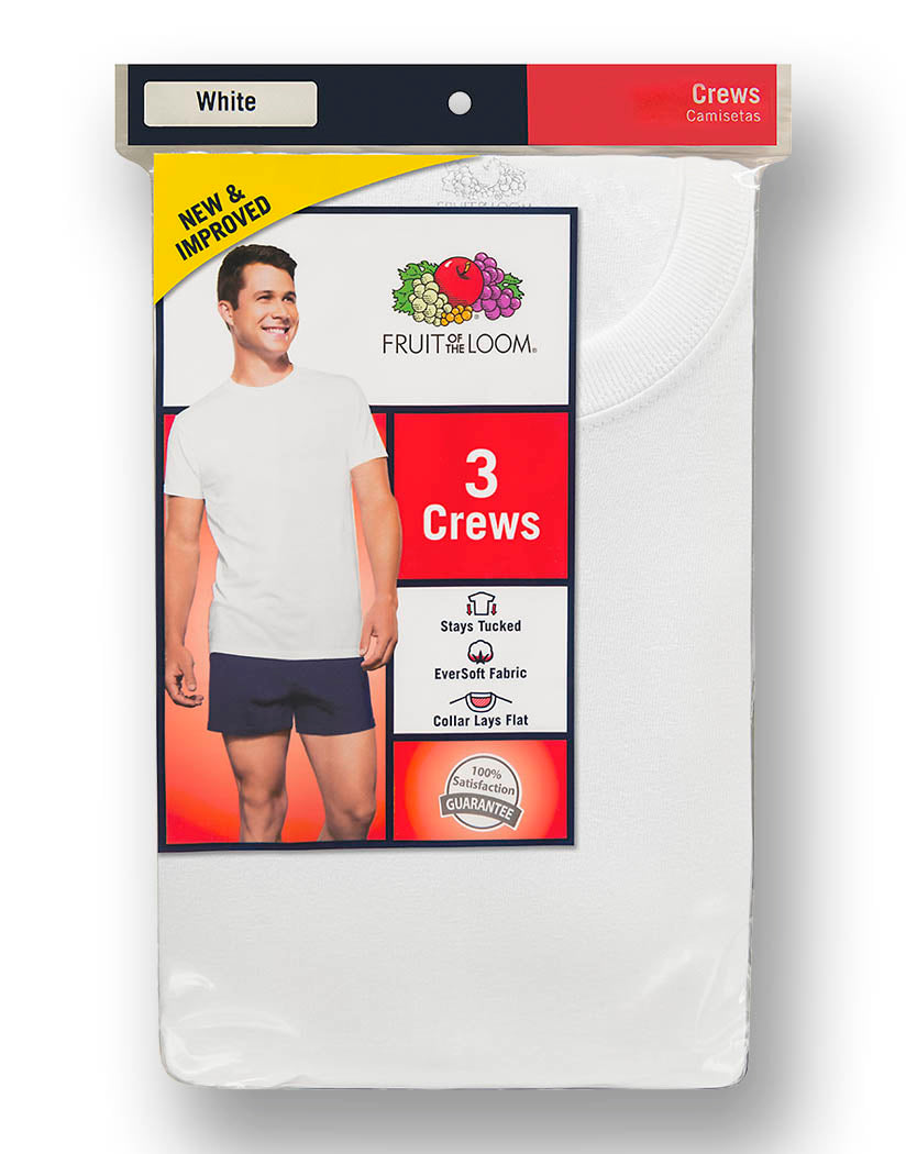 White Front Fruit of the Loom 3-Pack White Crew 2828
