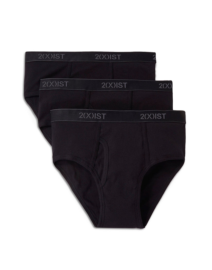 Black Front 2xist Men's 3-Pack Essential Core Fly-Front Brief 020039