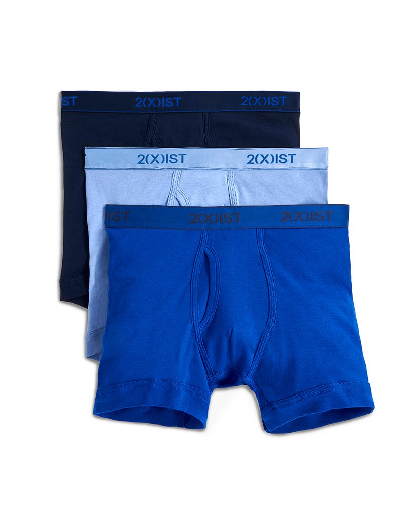 Navy/Cobalt/Porcelain Front 2xist Men's 3-Pack Essential Boxer Brief 020304