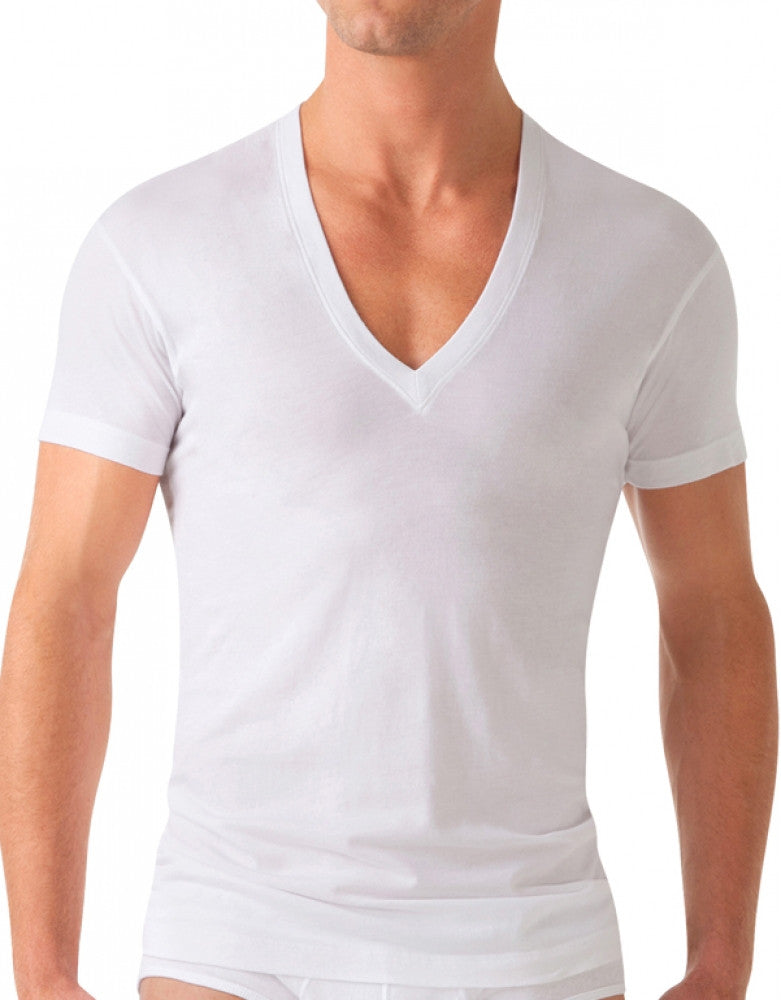White Front 2xist Pima Slim Fit Deep V-Neck T-Shirt